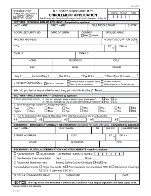 Fillable Online Forms Cgaux 7001 Enrollment Application Forms U S