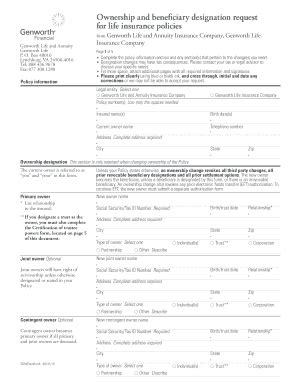 Fillable Online Genworth Ownership Beneficiary Designation Request Form