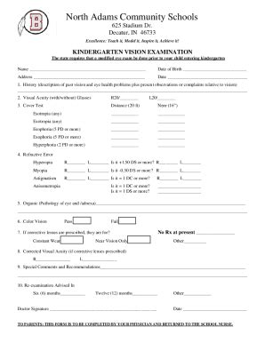 Fillable Online Health Services Kindergarten Enrollment Forms Fax