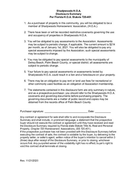 Fillable Online Homeowners Association Disclosure Form Fax Email Print Pdffiller