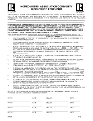 Fillable Online Homeowners Association Disclosure Form Fax Email Print