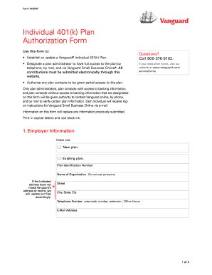 Fillable Online Individual 401 K Plan Authorization Form Fax Email