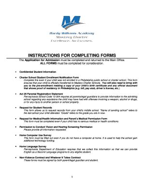 Fillable Online Instructions For Completing Forms Mastery Charter