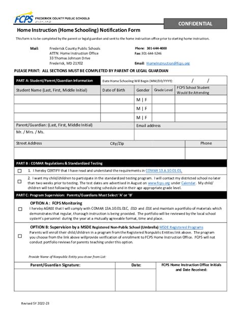 Fillable Online Interactive Home Schooling Notification Form Fax