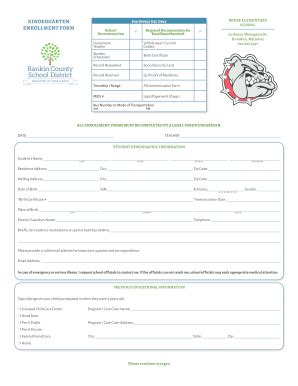 Fillable Online Kindergarten Enrollment Form Digital Asset Fax