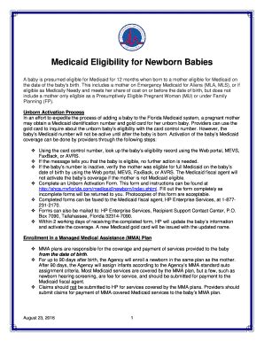 Fillable Online Medicaid Eligibility For Newborn Babies Fax Email Print