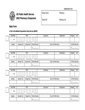 Fillable Online Meps Ahrq Us Public Health Service 1999 Pharmacy