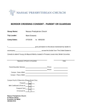 Fillable Online Motorcoach Border Crossing Forms Fax Email Print