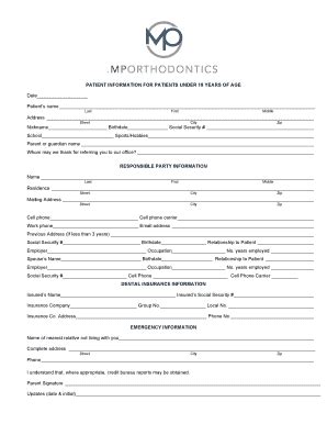 Fillable Online Mp Orthodontics New Patient Paperwork Doc Fax Email