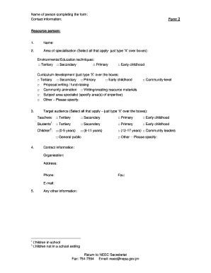 Fillable Online Name And Contact Information For Person Completing Form