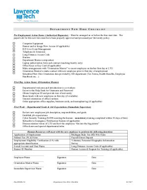 Fillable Online New Hire Paperwork Checklist Fax Email Print Pdffiller