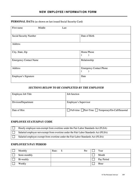 Fillable Online New Hire Paperwork Form Employer Flexible Fax Email