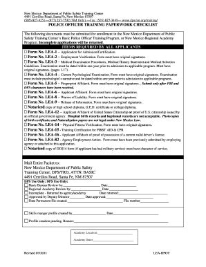 Fillable Online Nmlea Dps State Nm Application Paperwork Checklist Nmlea Dps State Nm Fax