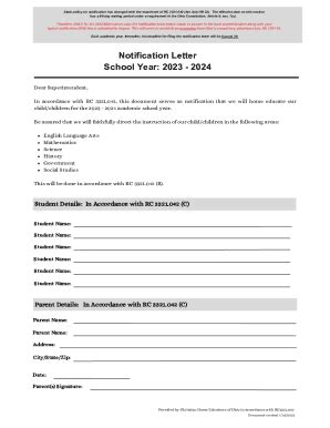 Fillable Online Ohio Home Education Notification Form Fax Email Print