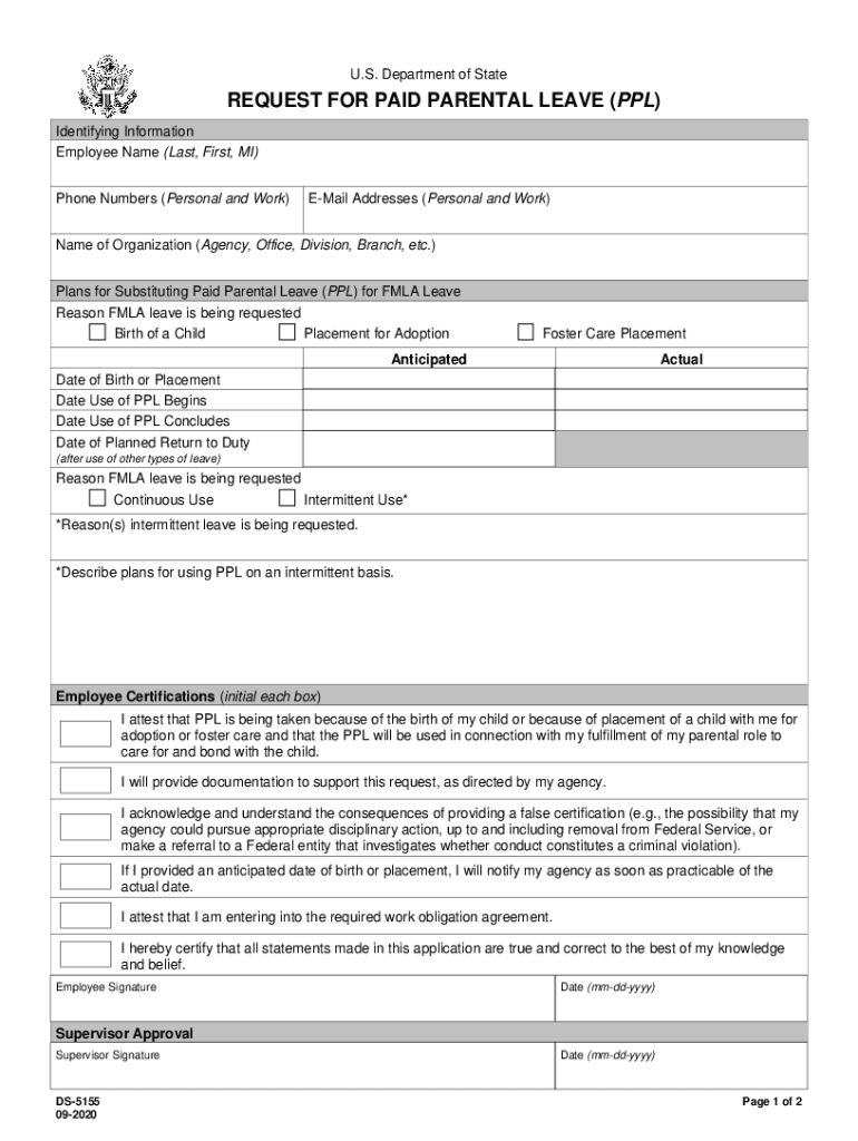 Fillable Online Paid Parental Leave Request Form Mympcbenefits Com