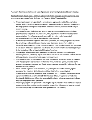 Fillable Online Paperwork Flow Process For Property Lease Agreements For University Subsidized