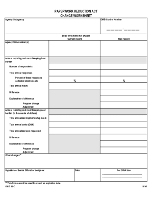 Fillable Online Paperwork Reduction Act Change Worksheet Fax Email Print Pdffiller