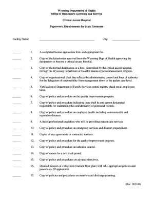 Fillable Online Paperwork Requirements For State Licensure Fax Email