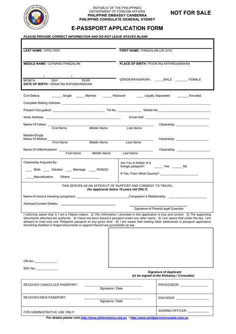 Fillable Online Passport Renewal Application Form Post Office Passport