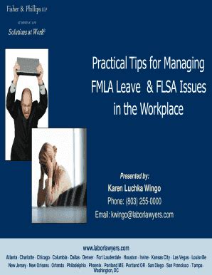 Fillable Online Practical Tips For Managing Fmla Leave Flsa