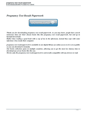 Fillable Online Pregnancy Test Result Paperwork Pregnancy Test Result