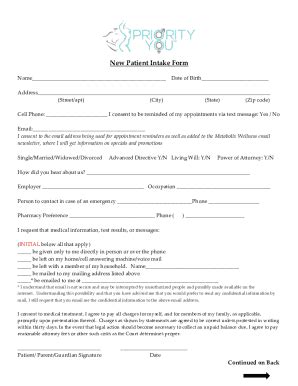 Fillable Online Py New Patient Paperwork Docx Fax Email Print Pdffiller