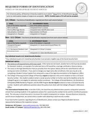 Fillable Online Required Forms Of Identification Fax Email Print