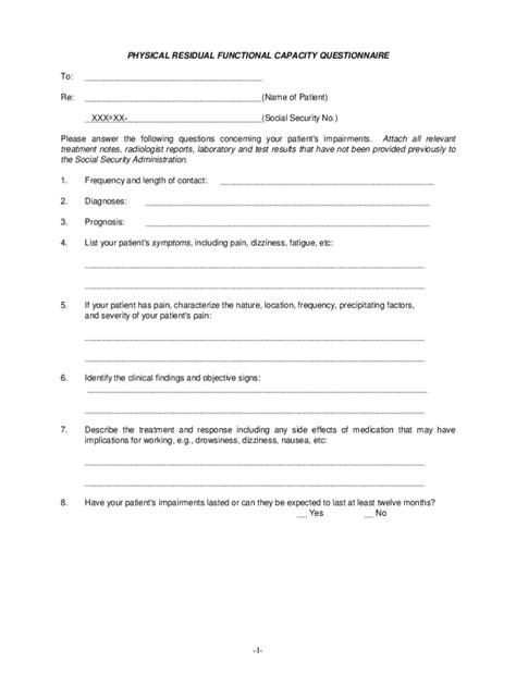 Fillable Online Residual Functional Capacity Form Fax Email Print