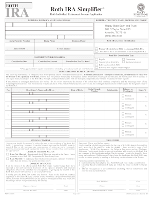 Fillable Online Roth Individual Retirement Account Application And