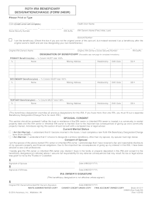 Fillable Online Roth Ira Designation Or Change Of Beneficiary Form Fax