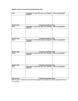 Fillable Online Sample Internal Vocational Rehabilitation Plan Fax