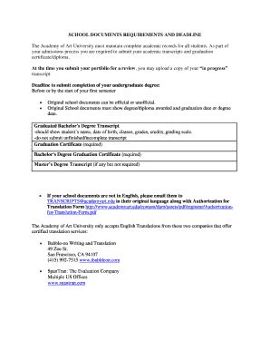 Fillable Online School Documents Requirements And Deadline Fax Email