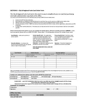 Fillable Online Section 8 City Amp Regional Fuels Card Order Form Fax