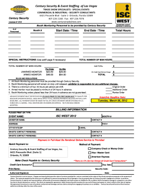 Fillable Online Security Guards Form Isc West Fax Email Print Pdffiller