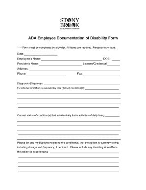 Fillable Online Studentaffairs Stonybrook Ada Employee Documentation Of