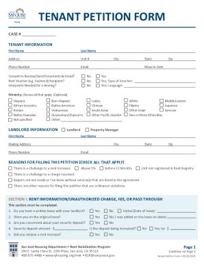 Fillable Online Tenant Petition Form Fax Email Print Pdffiller