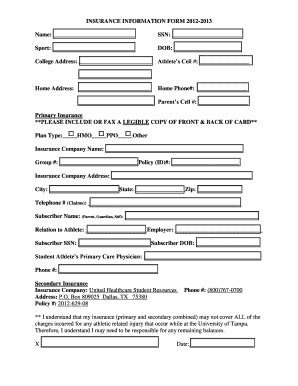 Fillable Online The University Of Tampa Athletic Department Paperwork