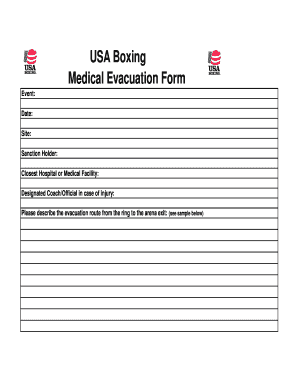 Fillable Online Usaboxingca Usa Boxing Medical Evacuation Form