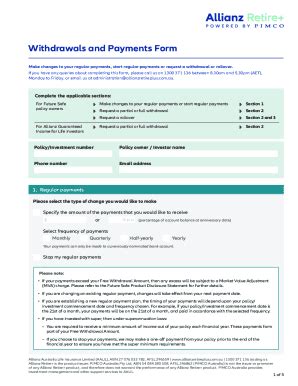 Fillable Online Withdrawals And Payments Form Fax Email Print Pdffiller