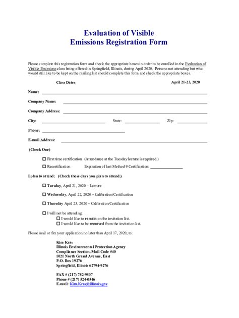 Fillable Online Www2 Illinois Evaluation Of Visible Emissions