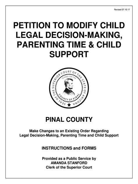 Fillable Petition For Modification Of Legal Decision Makin And Parenting Time Fill Out Amp Sign