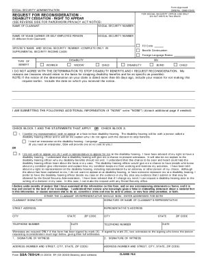 Fillable Request For Reconsideration Disability Cessation Right To