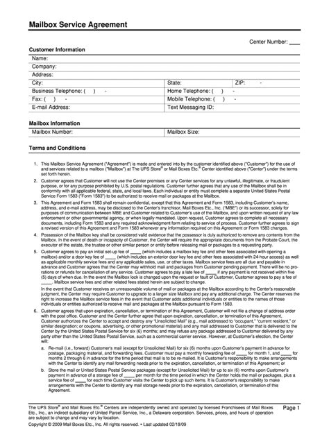 Fillable Ups Store Mailbox Agreement 2020 2021 Fill And Sign Printable Template Online Us