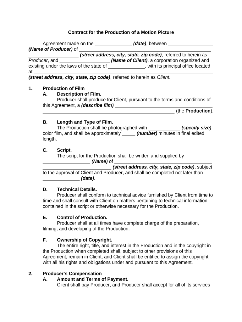 Film Production Agreement Pdf Complete With Ease Airslate Signnow