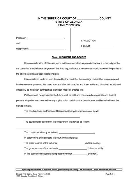 Final Judgement Of Divorce Sample 1999 2024 Form Fill Out And Sign