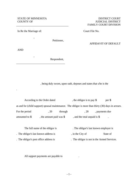 Financial Affidavit For Child Support Courts Mn Fill And Sign