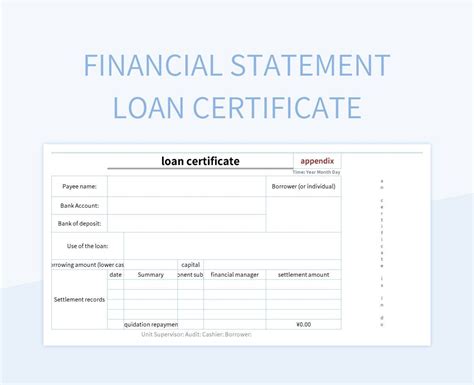 Financial Statement Loan Certificate Excel Template And Google Sheets