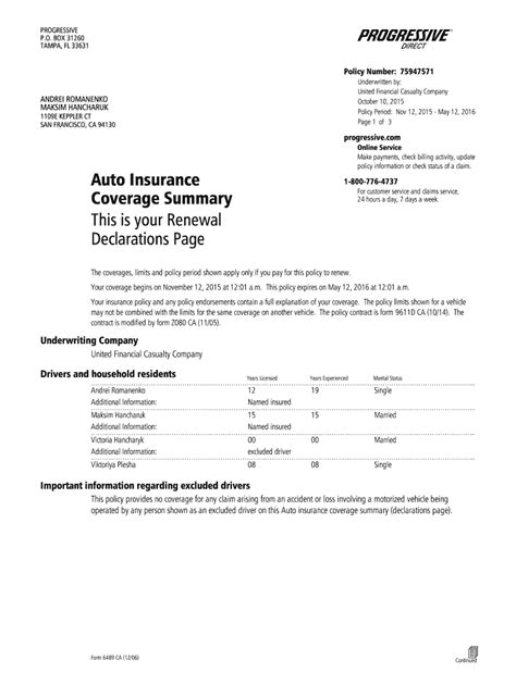 Fine Print Auto Insurance Declaration Page Airslate Signnow