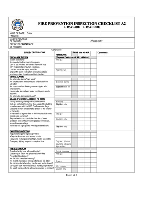 Fire Department Inspection Form