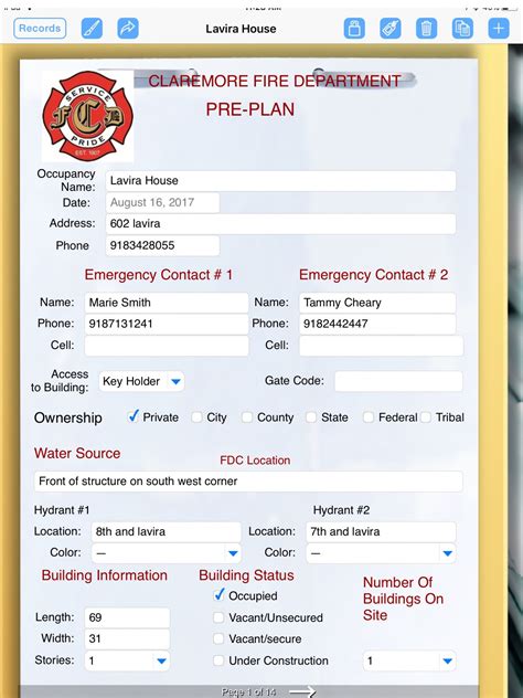 Fire Department Pre Plan Template